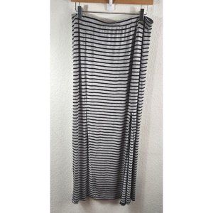 JW Style Black & Gray Striped Stretch Maxi Skirt Women's Size L